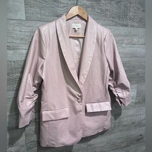 Skies Are Blue Light Pink/Blush Faux Leather Blazer